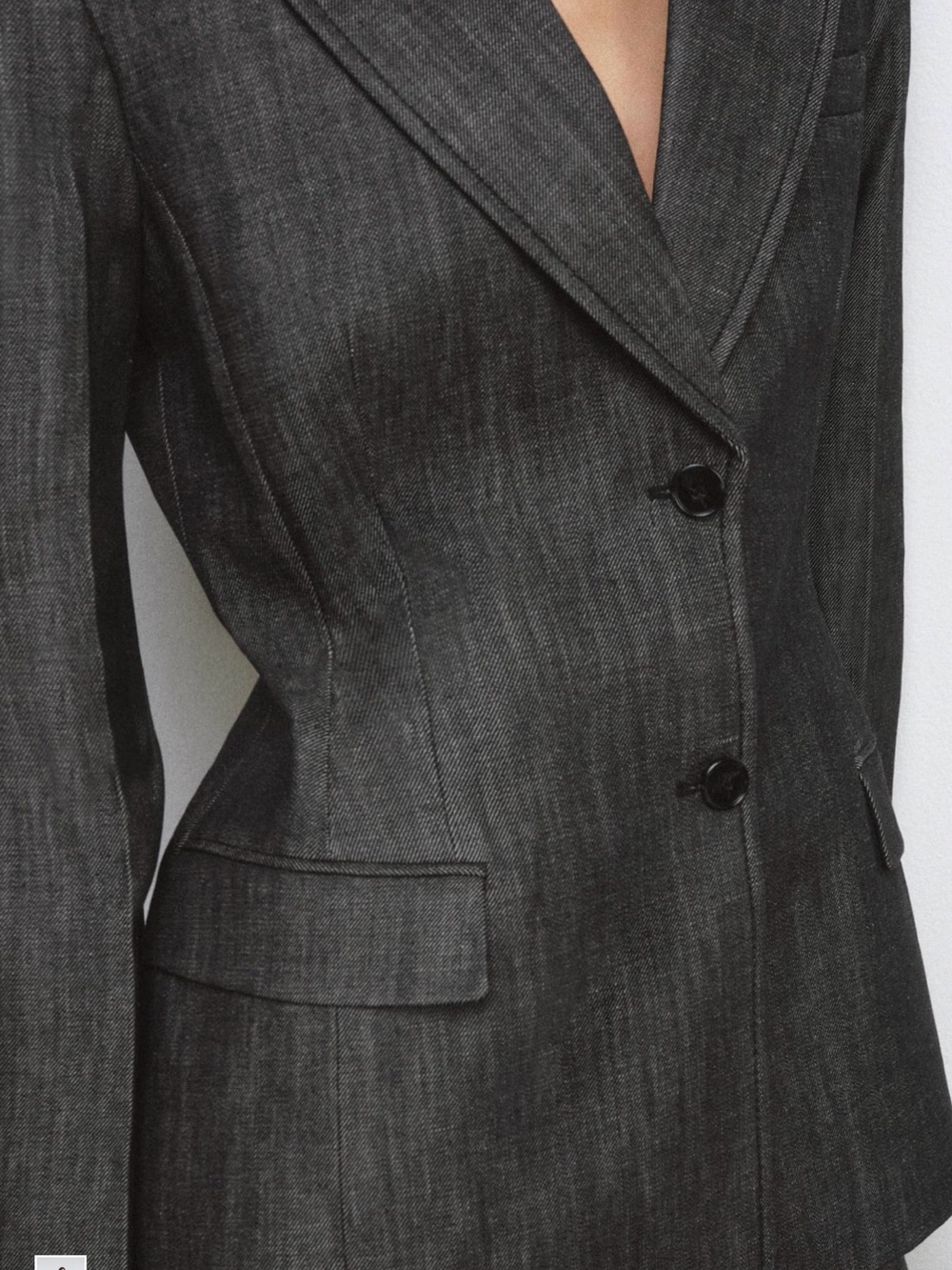 Charcoal Black Denim Blazer & Wide-Leg Jeans Set - Picture 4 of 10